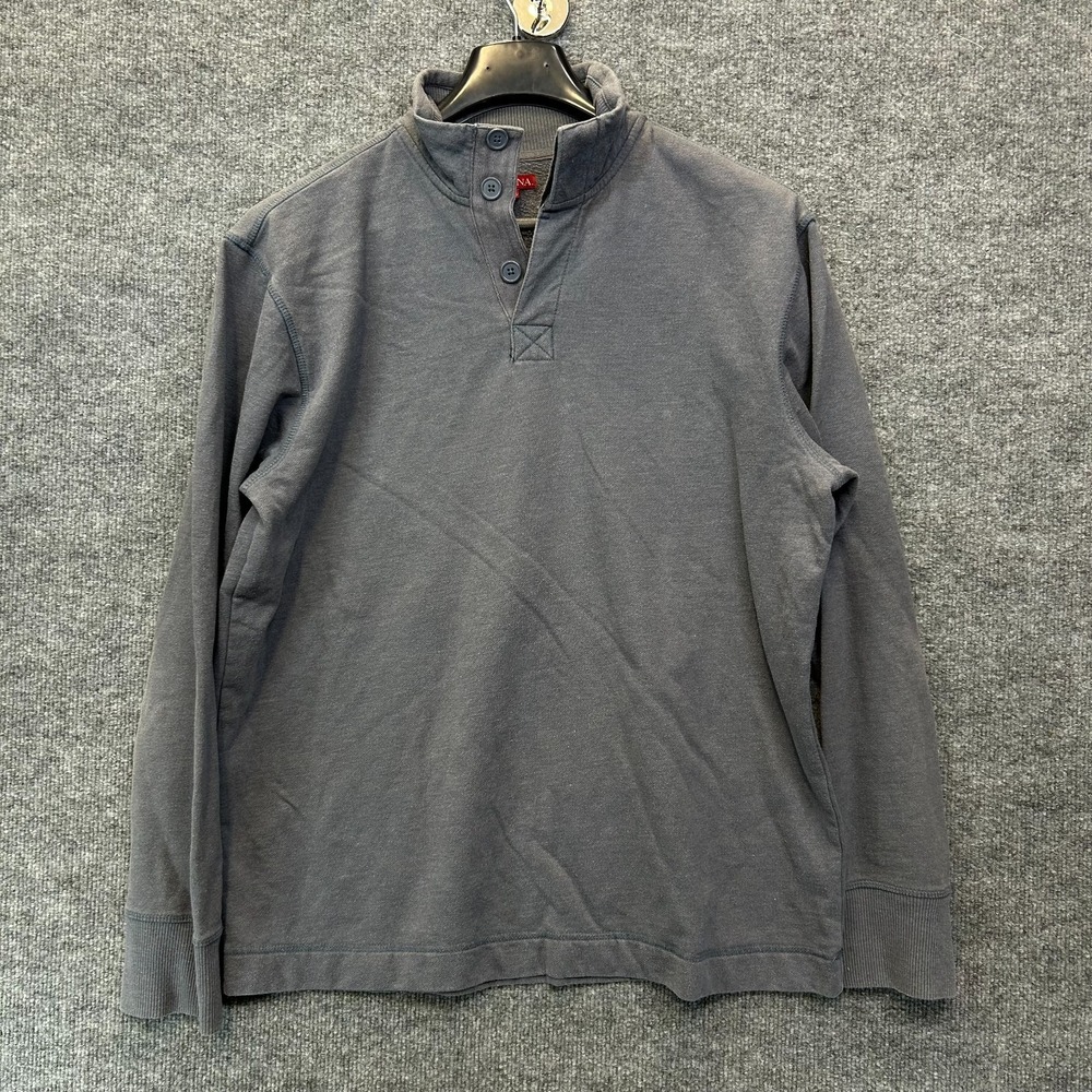 Merona Sweatshirt Mens Gray Fleece Long Sleeve Mock Neck Pullover Casual - Large